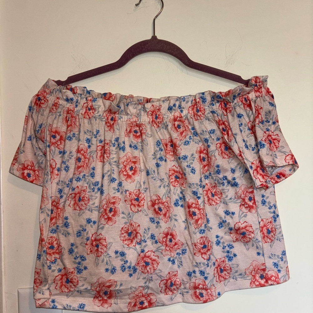 Miss Selfridge Pink Ruffled Smocked Blouse off the shoulders